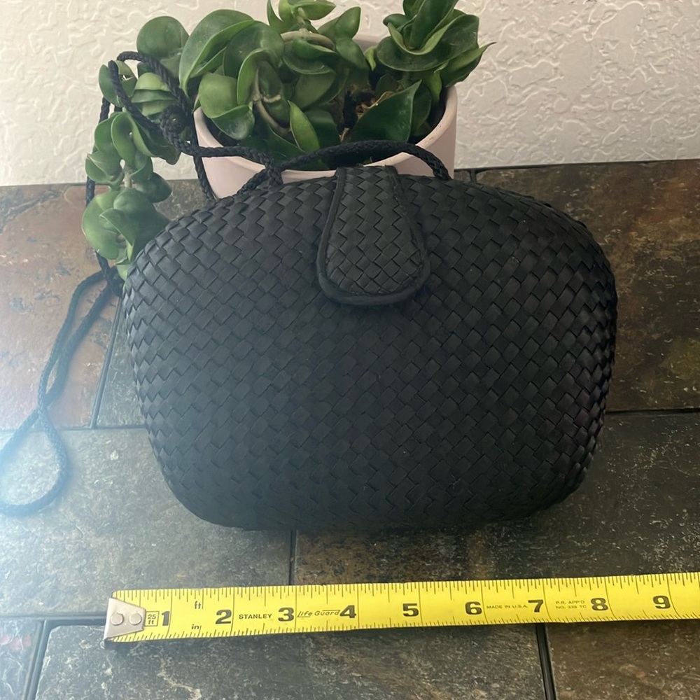 Macy’s satin vintage woven evening purse with hidden straps, used
